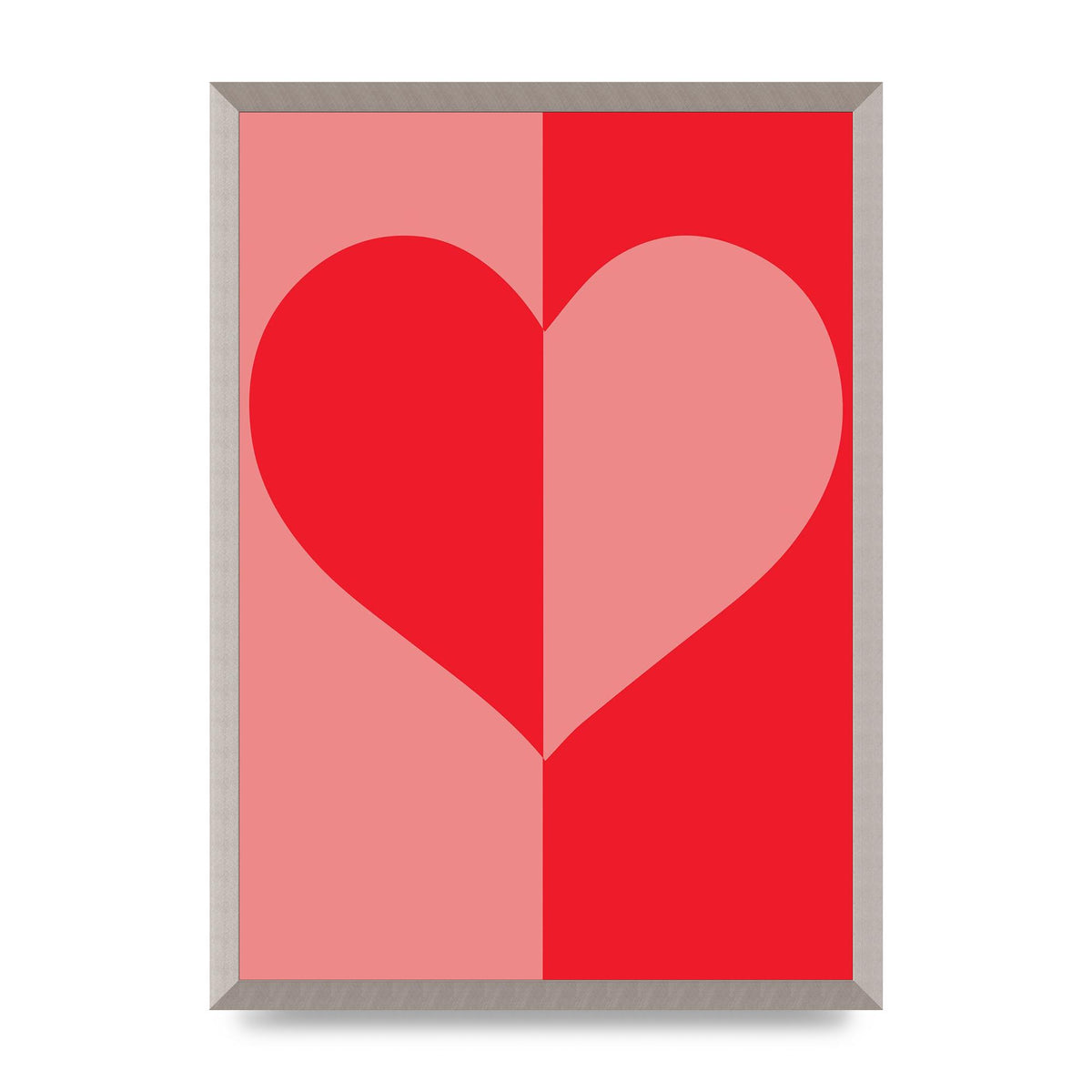 Split Heart Pink Red Art For The Home - A2 framed