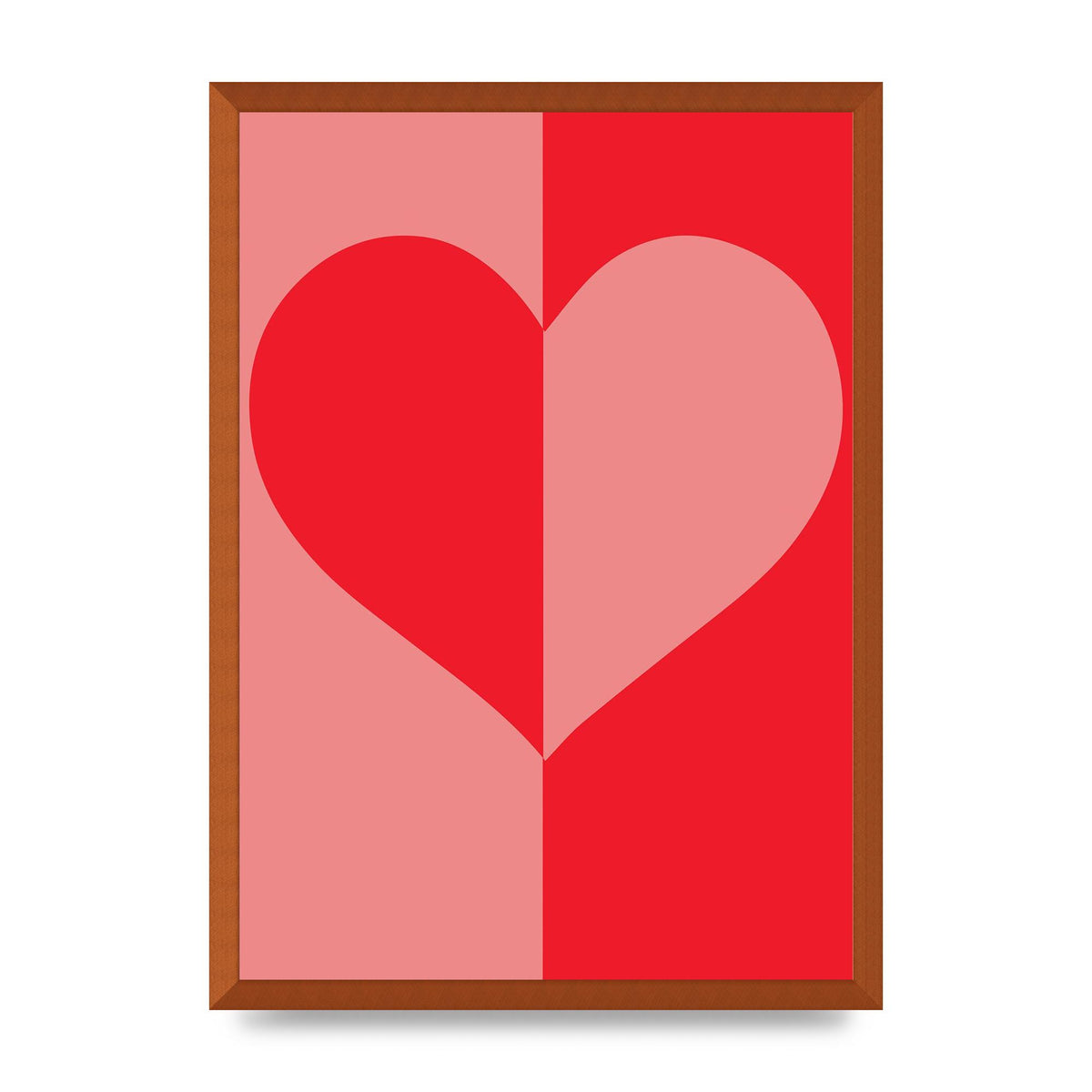 Split Heart Pink Red Art For The Home - A2 framed