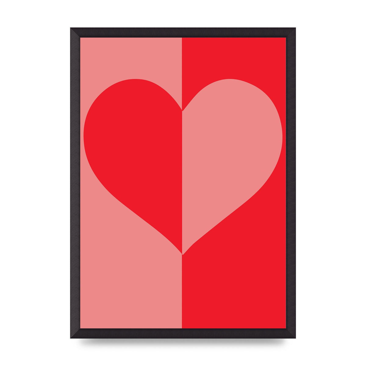 Split Heart Pink Red Art For The Home - A2 framed