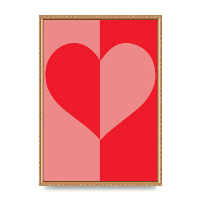 Split Heart Pink Red Art For The Home - A2 framed
