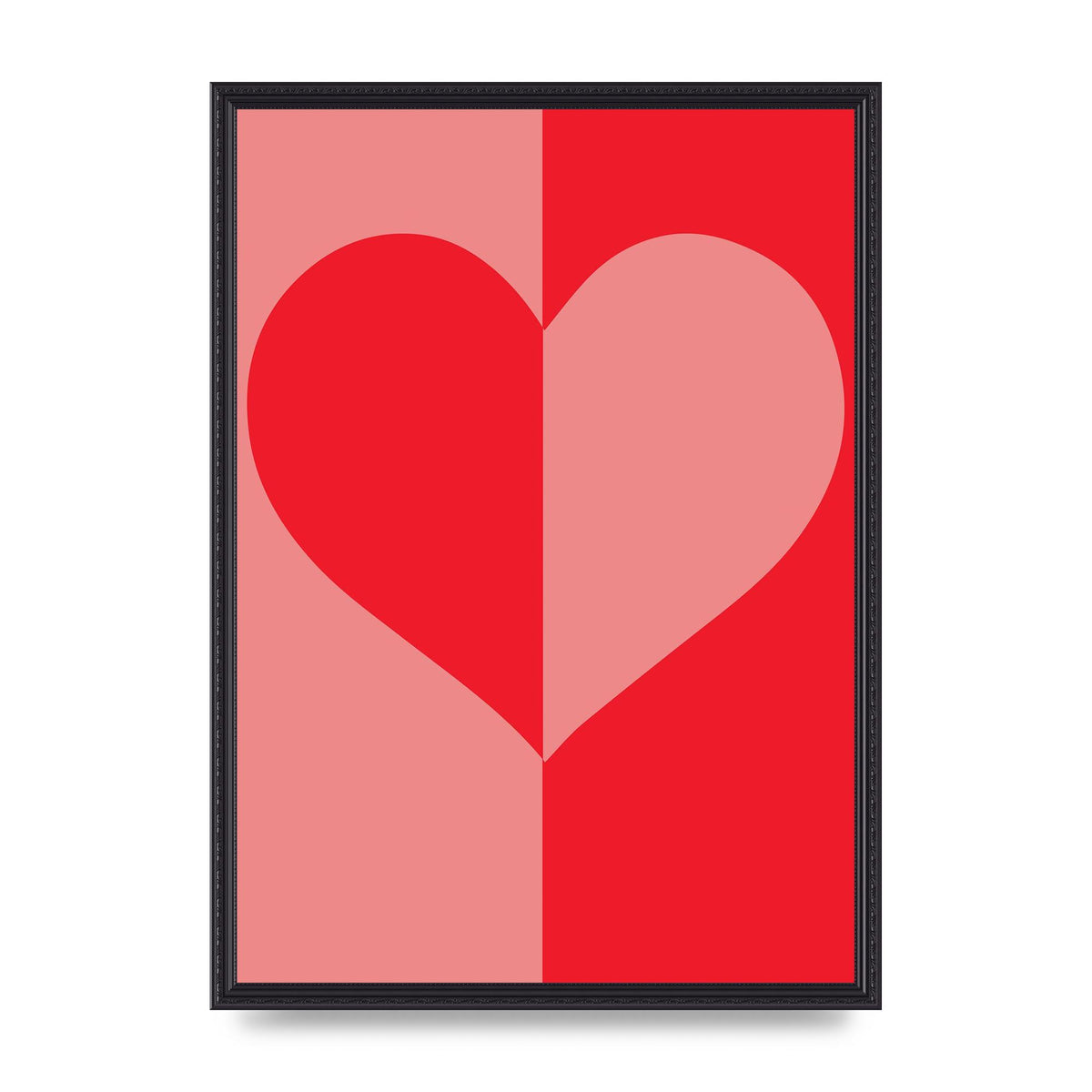 Split Heart Pink Red Art For The Home - A2 framed