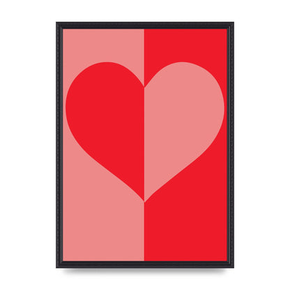 Split Heart Pink Red Art For The Home - A2 framed