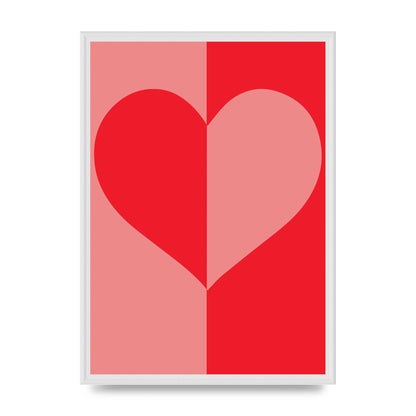 Split Heart Pink Red Art For The Home - A2 framed
