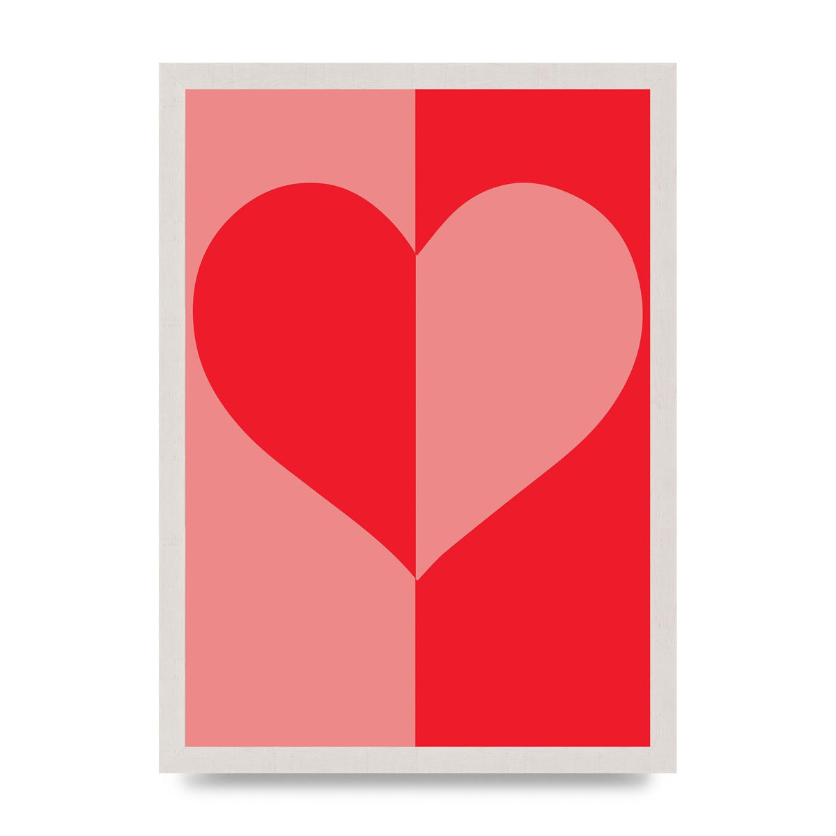 Split Heart Pink Red Art For The Home - A3 framed