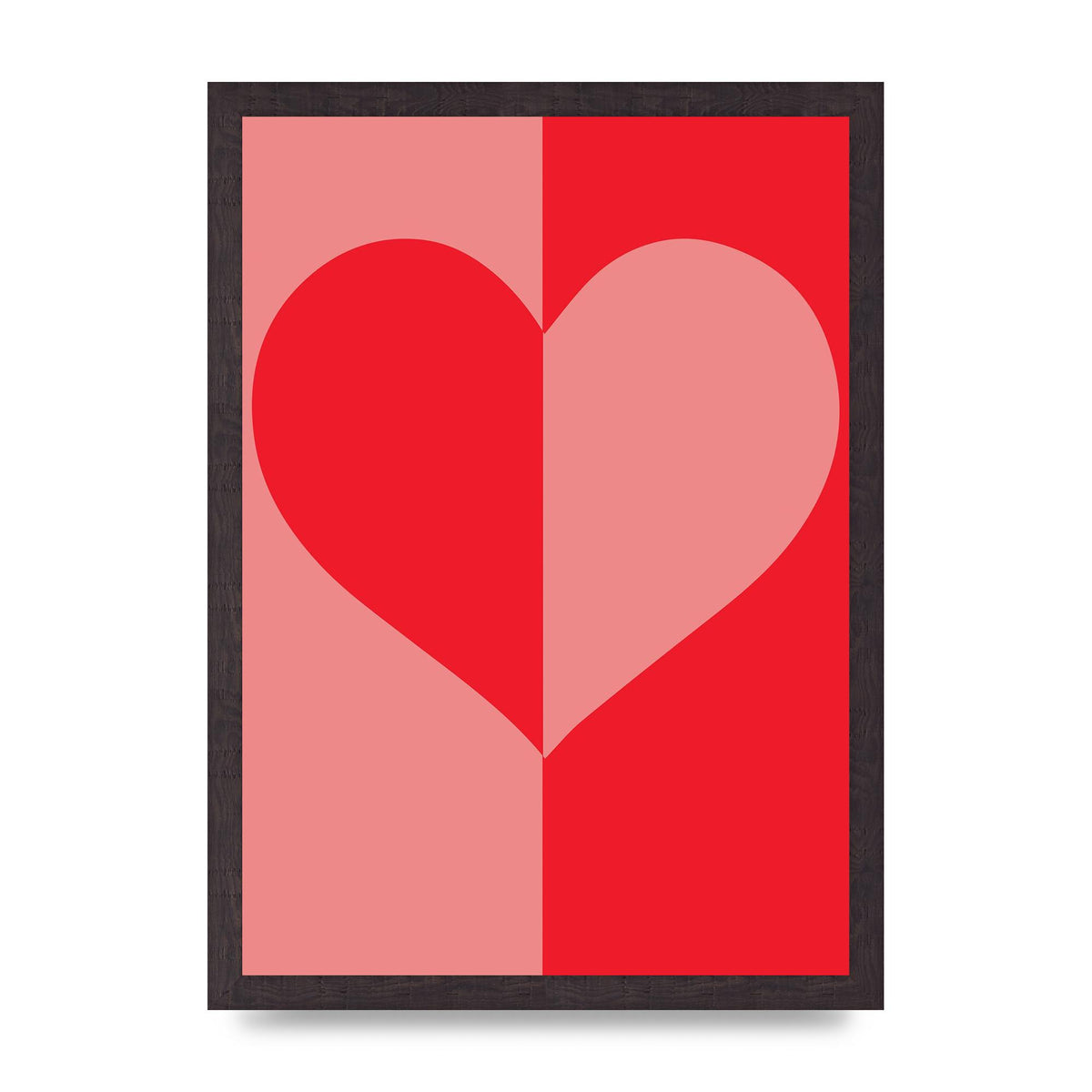 Split Heart Pink Red Art For The Home - A3 framed