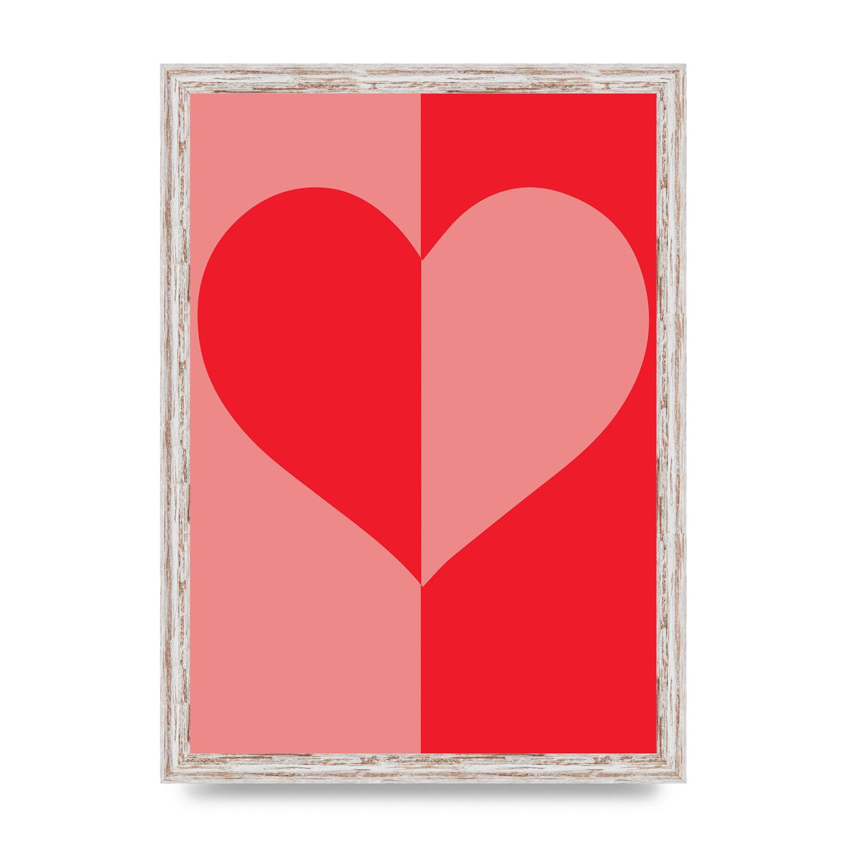 Split Heart Pink Red Art For The Home - A3 framed