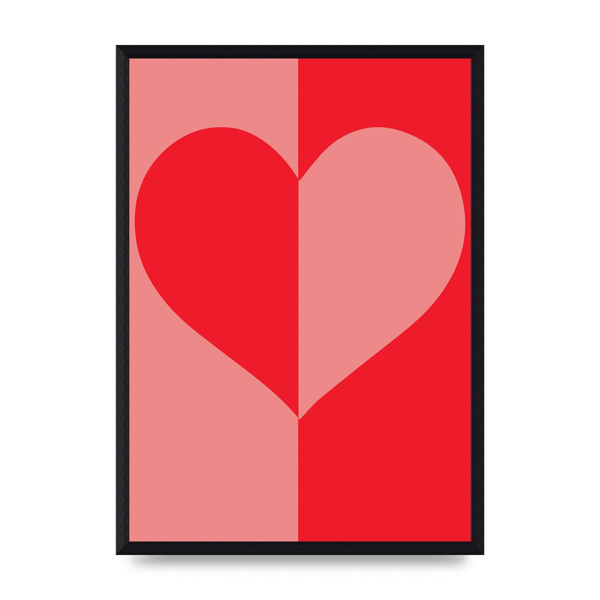 Split Heart Pink Red Art For The Home - A3 framed