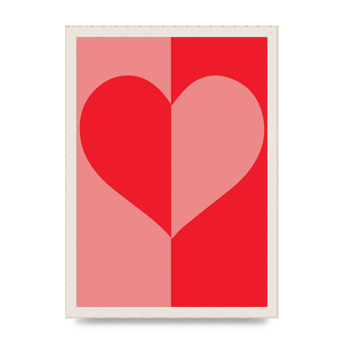 Split Heart Pink Red Art For The Home - A3 framed