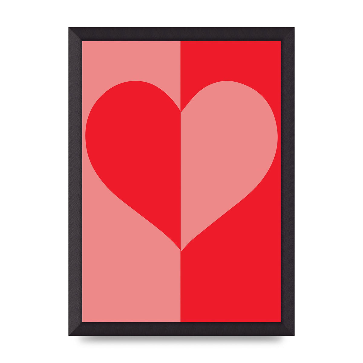 Split Heart Pink Red Art For The Home - A3 framed