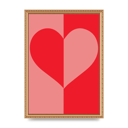 Split Heart Pink Red Art For The Home - A3 framed