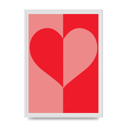 Split Heart Pink Red Art For The Home - A3 framed