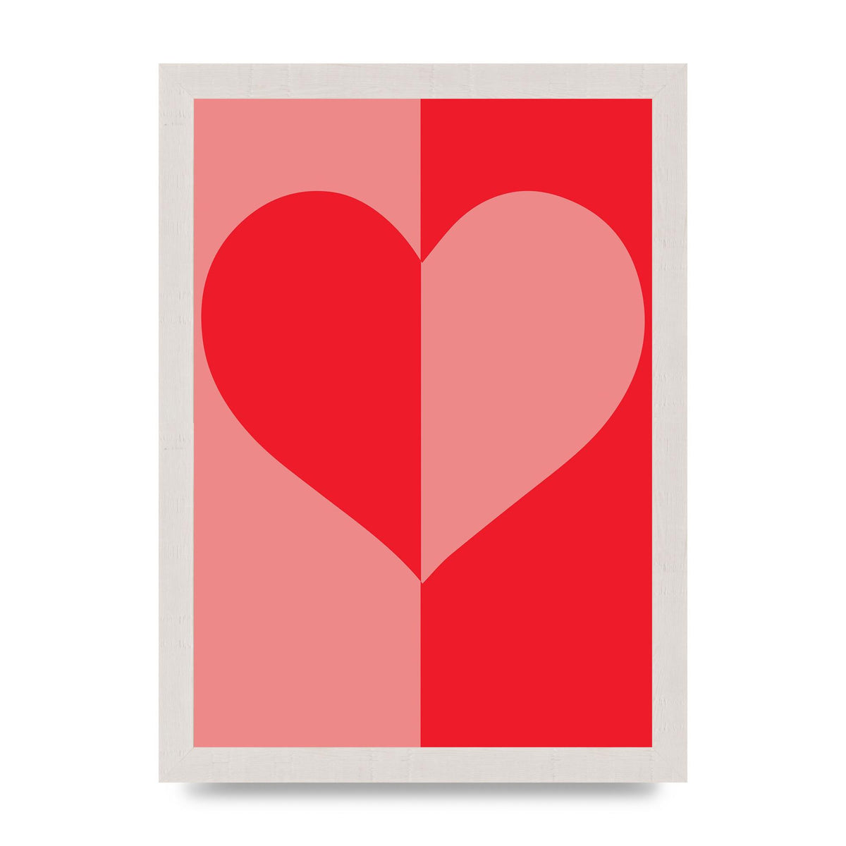 Split Heart Pink Red Art For The Home - A4 framed