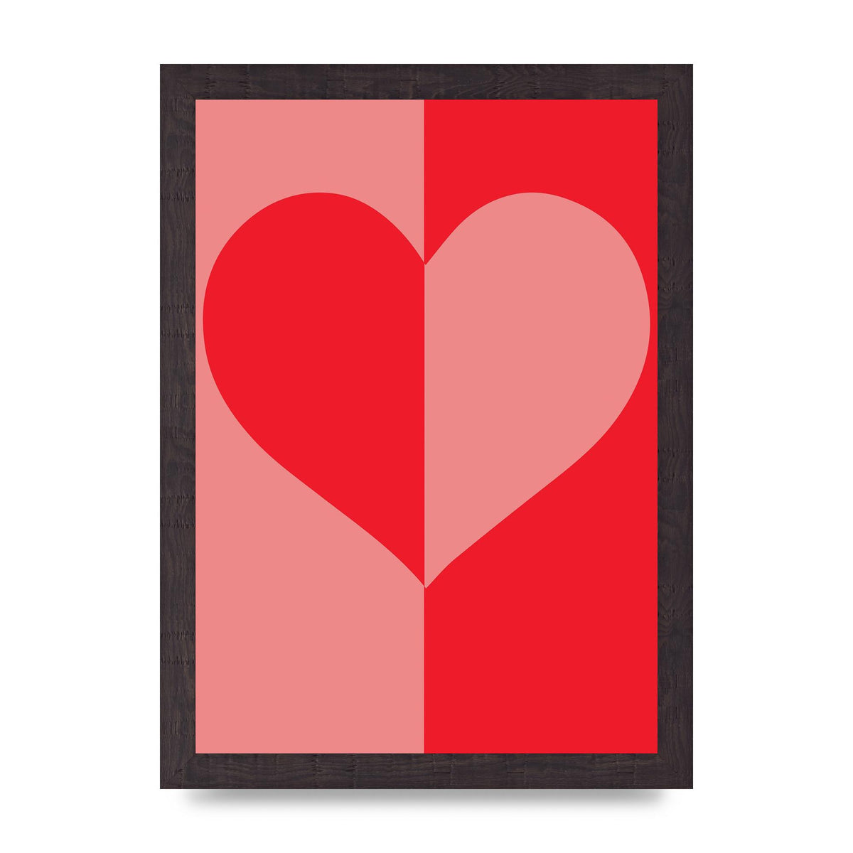 Split Heart Pink Red Art For The Home - A4 framed