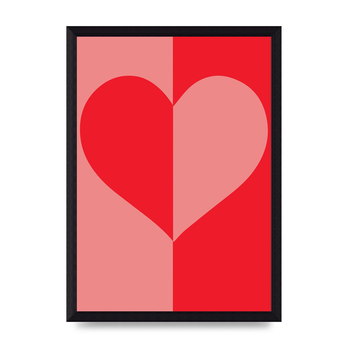 Split Heart Pink Red Art For The Home - A4 framed