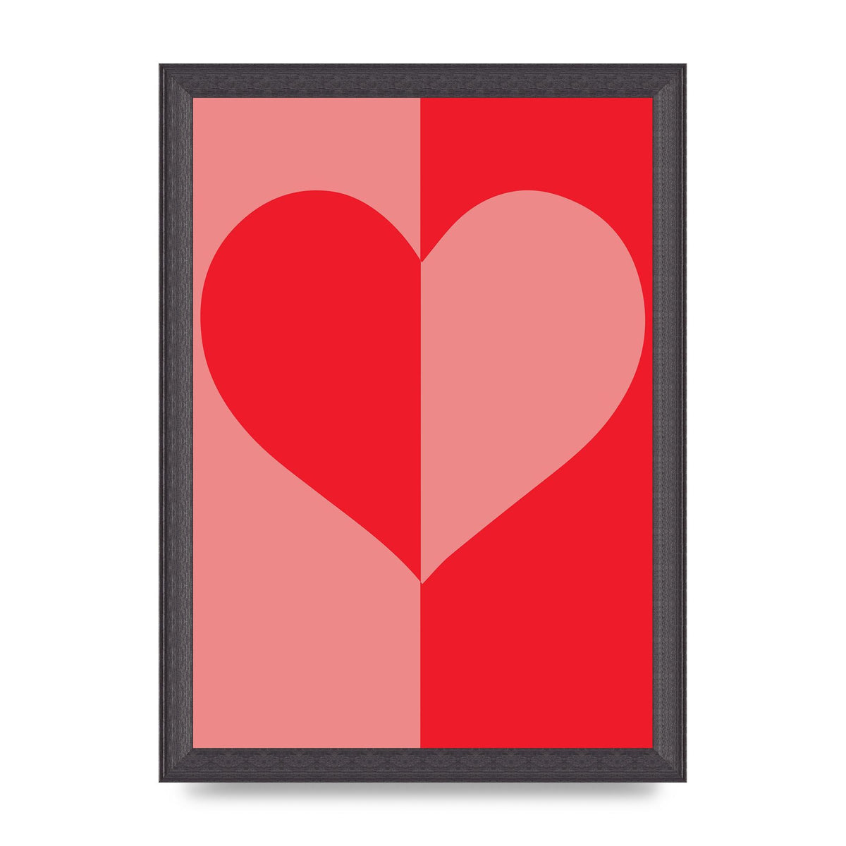 Split Heart Pink Red Art For The Home - A4 framed