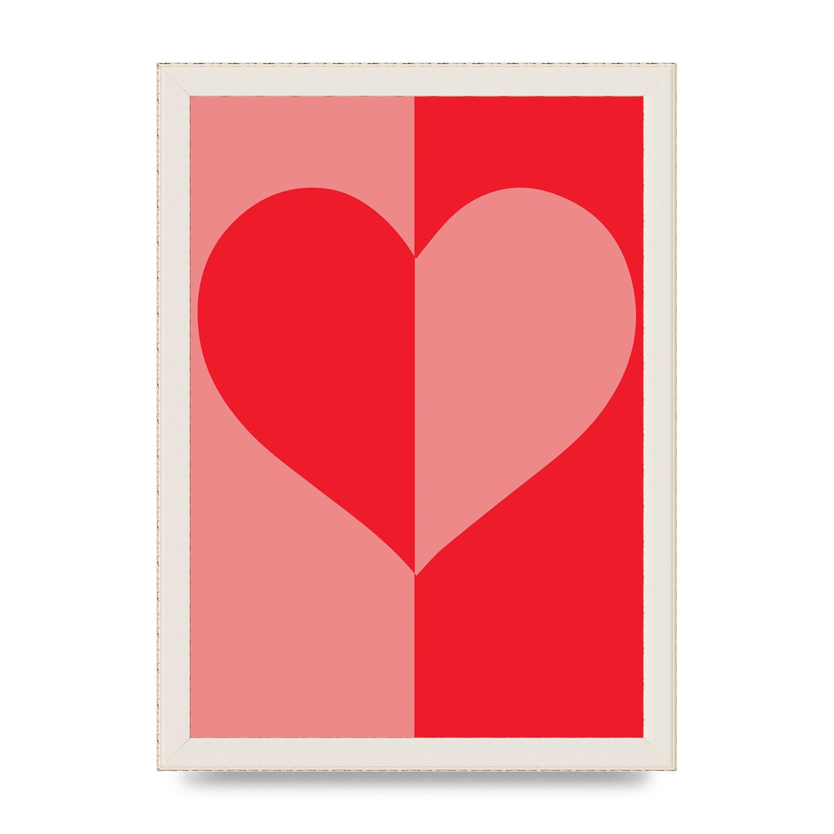 Split Heart Pink Red Art For The Home - A4 framed
