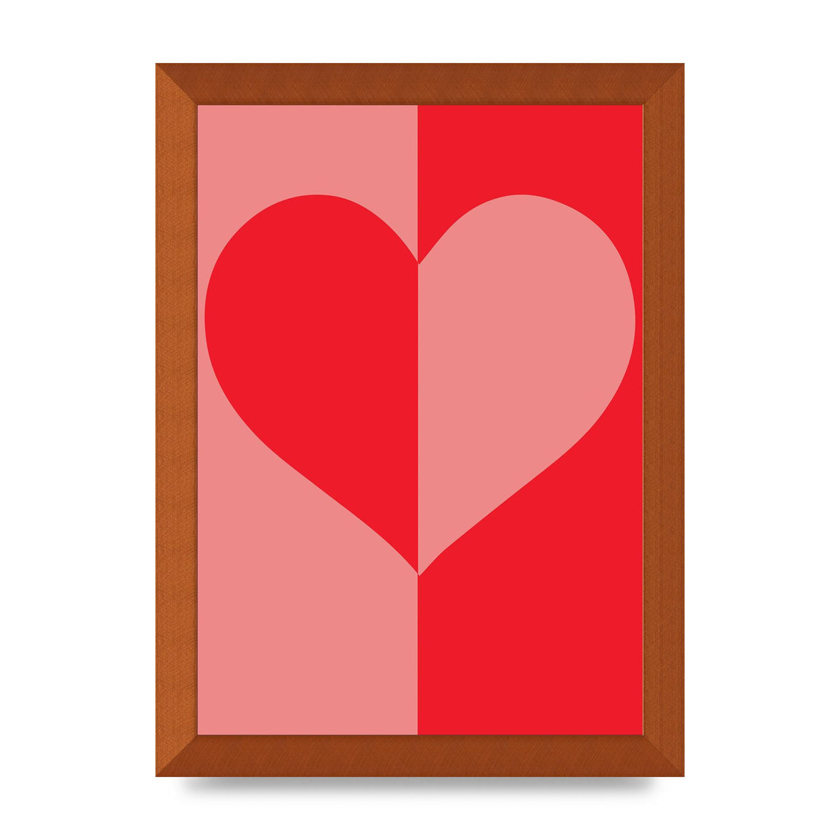 Split Heart Pink Red Art For The Home - A4 framed