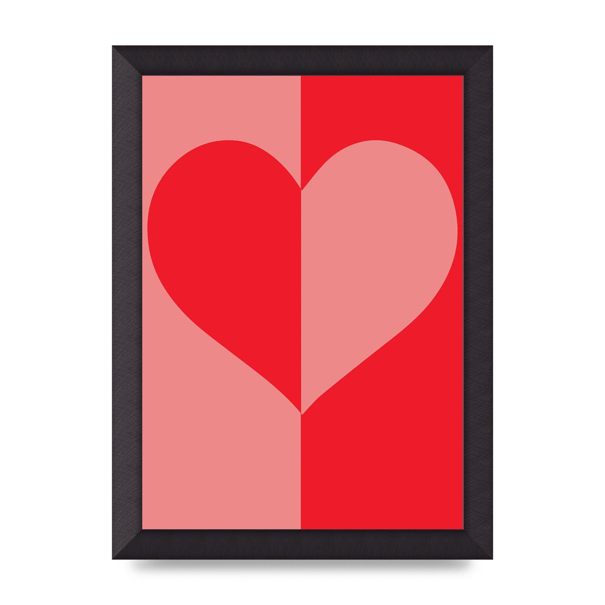 Split Heart Pink Red Art For The Home - A4 framed
