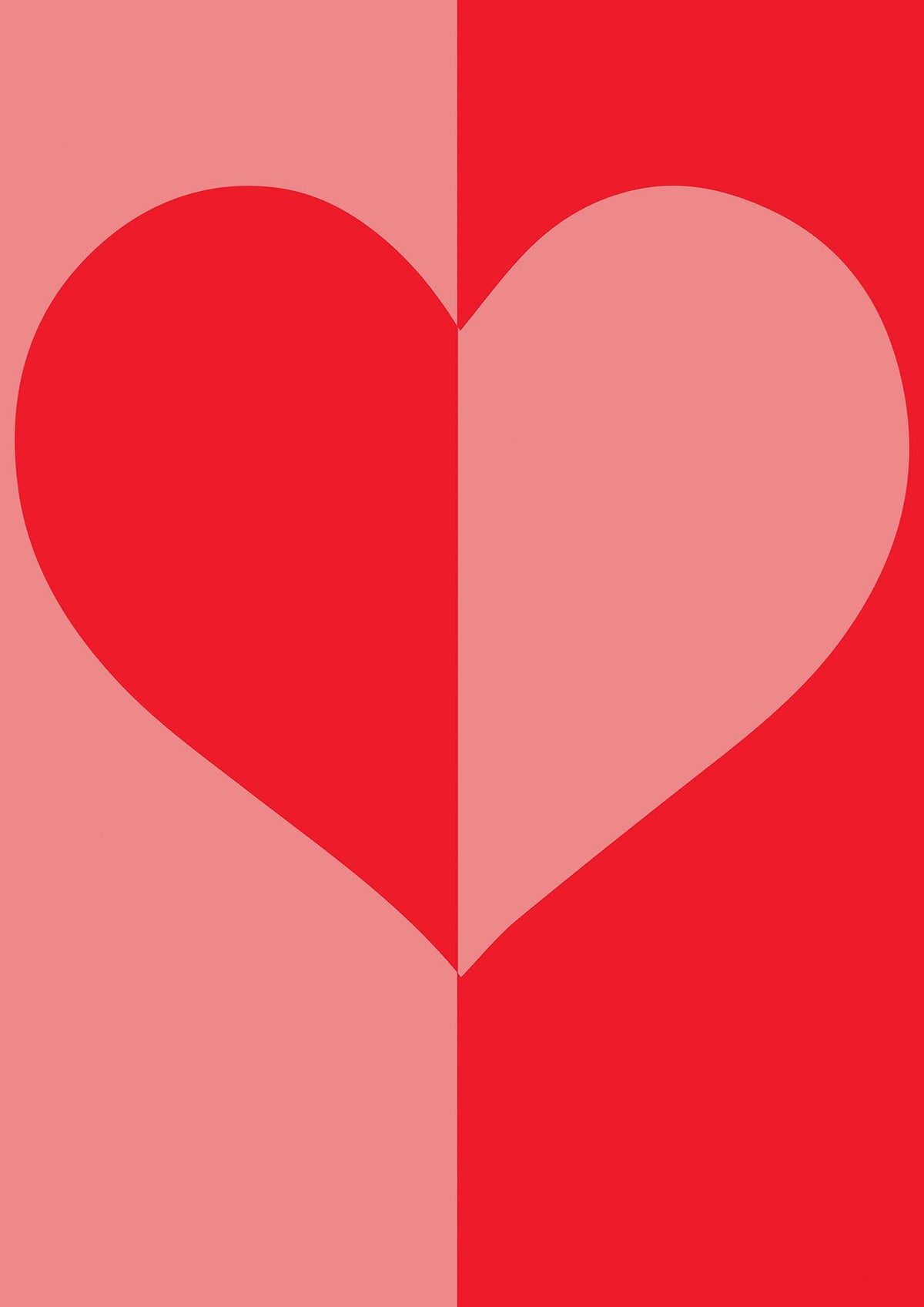 Split Heart Pink Red Art For The Home - detail