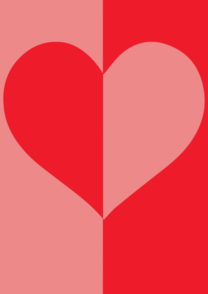 Split Heart Pink Red Art For The Home - detail