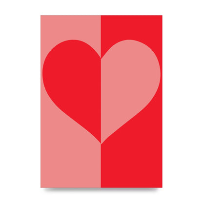 Split Heart Pink Red Art For The Home - unframed print