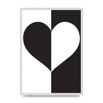 Split Heart Black White Printed Poster - A2 framed