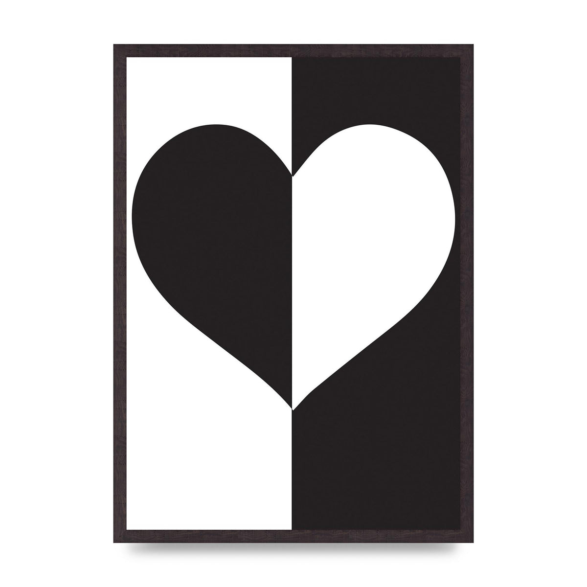 Split Heart Black White Printed Poster - A2 framed