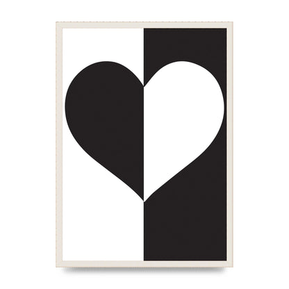 Split Heart Black White Printed Poster - A2 framed