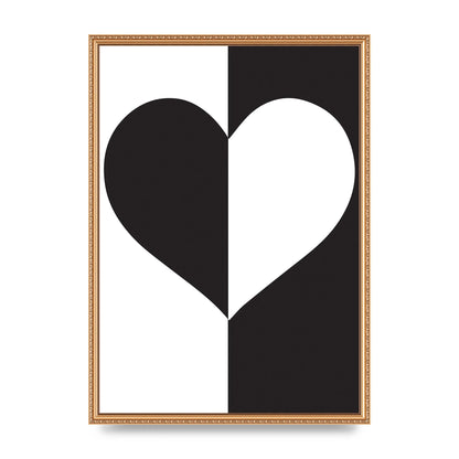 Split Heart Black White Printed Poster - A2 framed