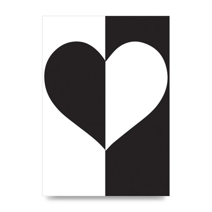 Split Heart Black White Printed Poster - unframed print