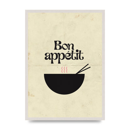 Bon Appetit Distressed Bowl" Wall Art - A2 framed