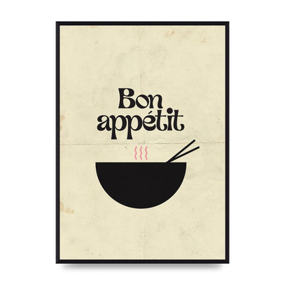 Bon Appetit Distressed Bowl" Wall Art - A2 framed