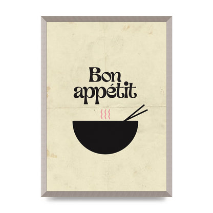 Bon Appetit Distressed Bowl" Wall Art - A2 framed