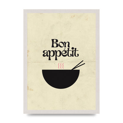 Bon Appetit Distressed Bowl" Wall Art - A3 framed