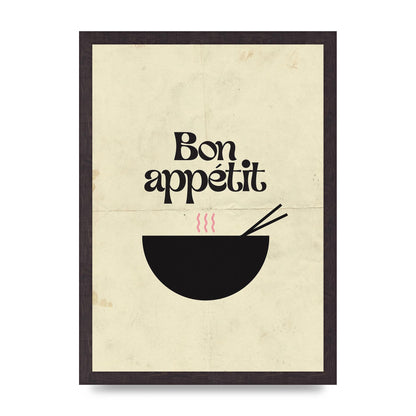 Bon Appetit Distressed Bowl" Wall Art - A3 framed