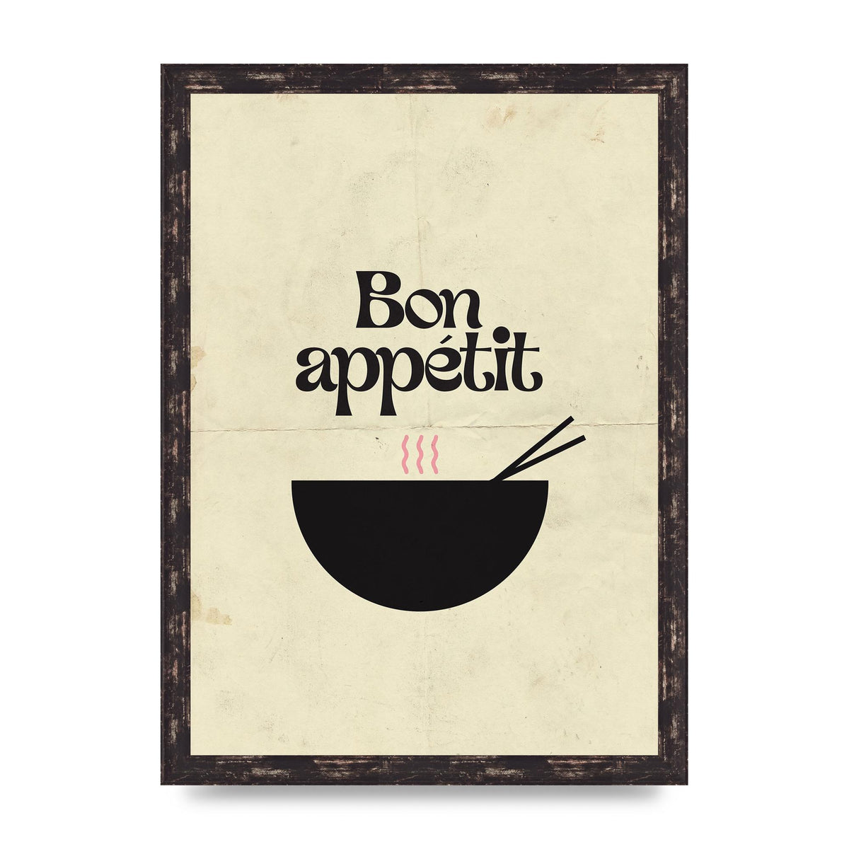 Bon Appetit Distressed Bowl" Wall Art - A3 framed
