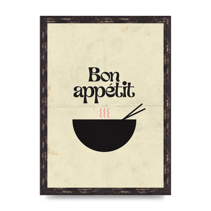 Bon Appetit Distressed Bowl" Wall Art - A3 framed