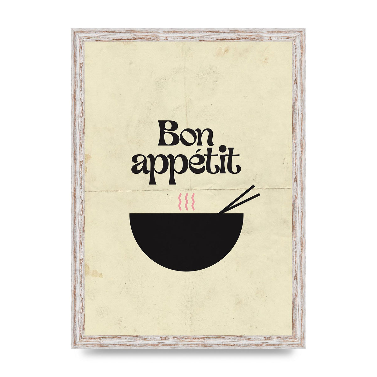Bon Appetit Distressed Bowl" Wall Art - A3 framed