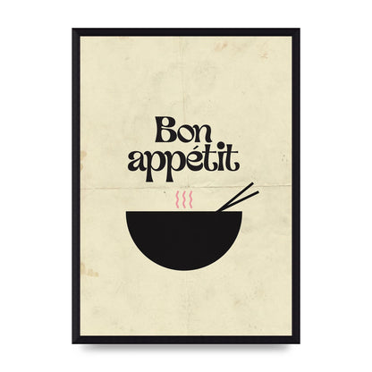 Bon Appetit Distressed Bowl" Wall Art - A3 framed