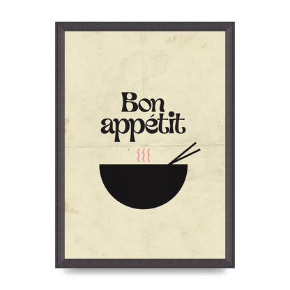 Bon Appetit Distressed Bowl" Wall Art - A3 framed