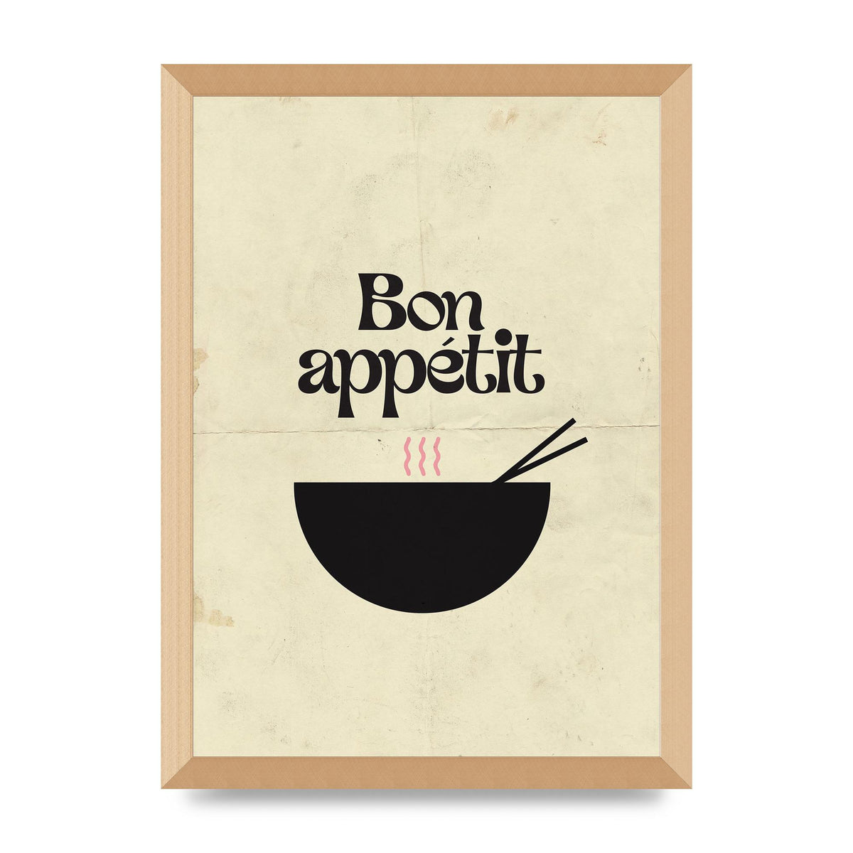 Bon Appetit Distressed Bowl" Wall Art - A3 framed