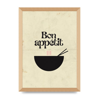 Bon Appetit Distressed Bowl" Wall Art - A3 framed