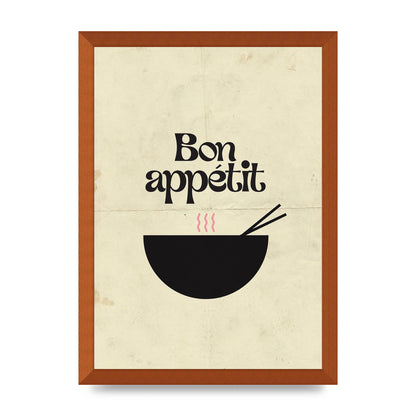 Bon Appetit Distressed Bowl" Wall Art - A3 framed