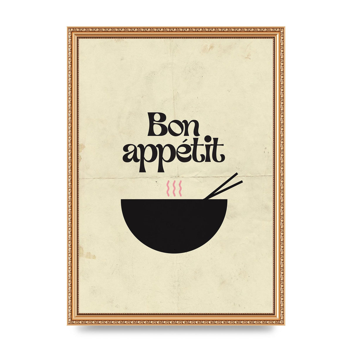 Bon Appetit Distressed Bowl" Wall Art - A3 framed