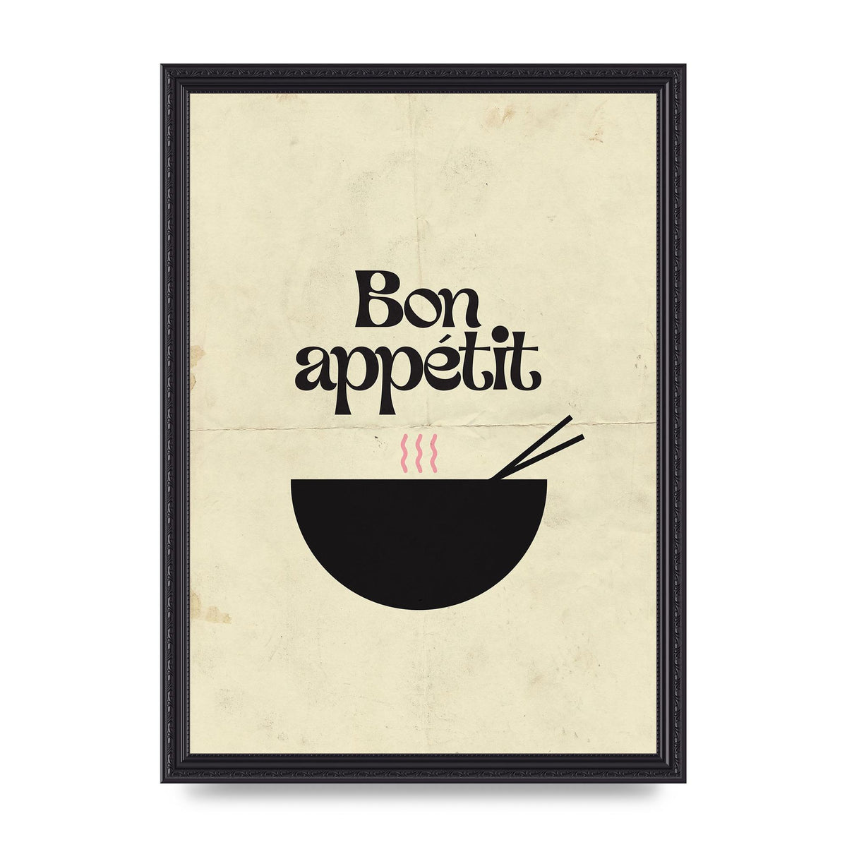 Bon Appetit Distressed Bowl" Wall Art - A3 framed