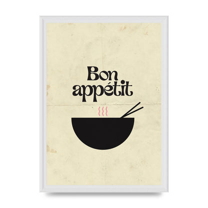 Bon Appetit Distressed Bowl" Wall Art - A3 framed