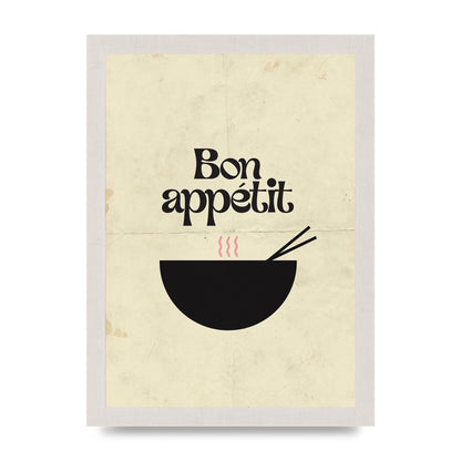 Bon Appetit Distressed Bowl" Wall Art - A4 framed