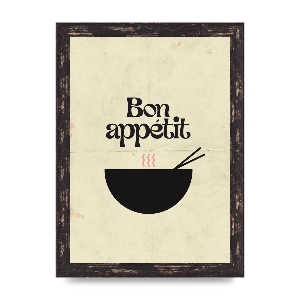 Bon Appetit Distressed Bowl" Wall Art - A4 framed