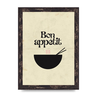 Bon Appetit Distressed Bowl" Wall Art - A4 framed