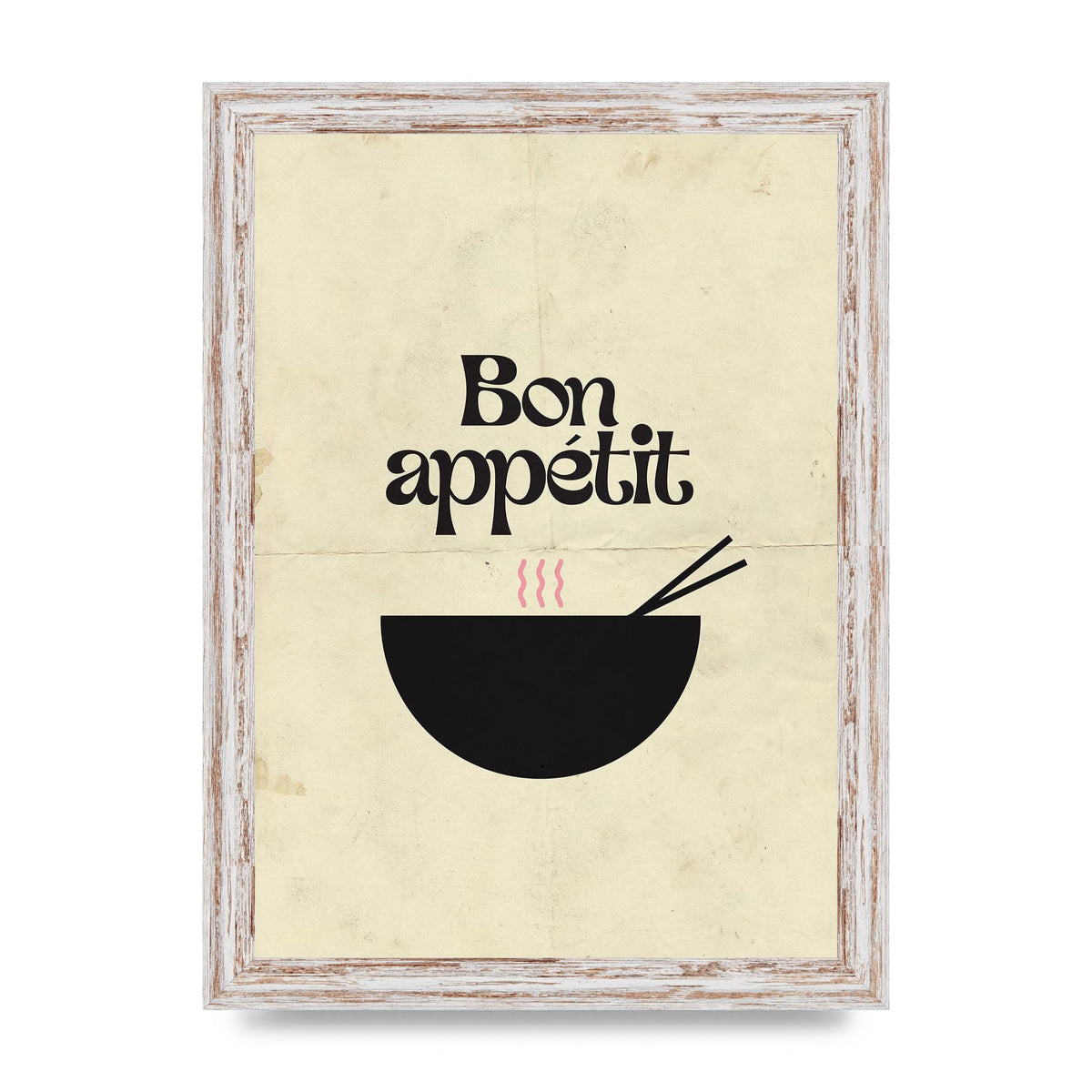Bon Appetit Distressed Bowl" Wall Art - A4 framed